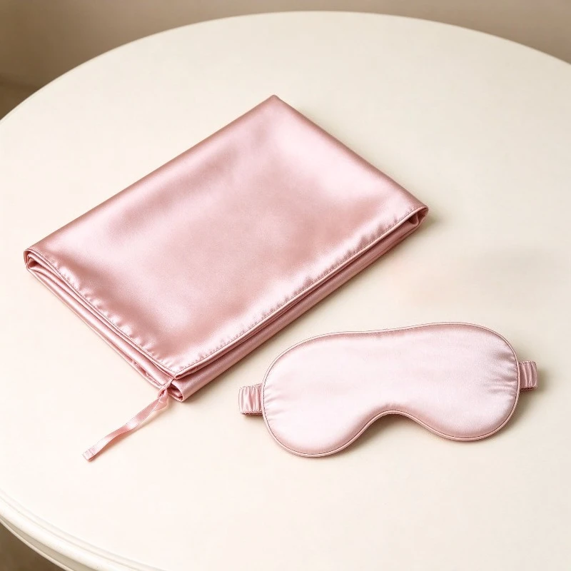 100% Silk Pillow Towel Eye Mask Set 40 Momme Mulberry Silk Travel Pillow Cover 22 Momme Sleep Mask Pillowcase Gift for Women