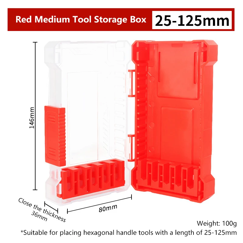 1Pcs Drill Bit Storage Case Portable 6.35mm Hex Drill Bit Case 5 Sizes Water Resistant PVC Detachable Holder Hangable Storage