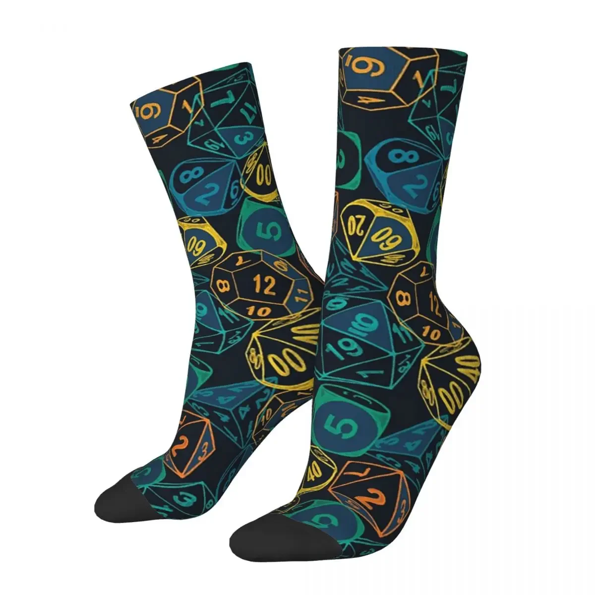 RPG Dice Teal Cluster Socks Harajuku Sweat Absorbing Stockings All Season Long Socks Accessories for Unisex Gifts