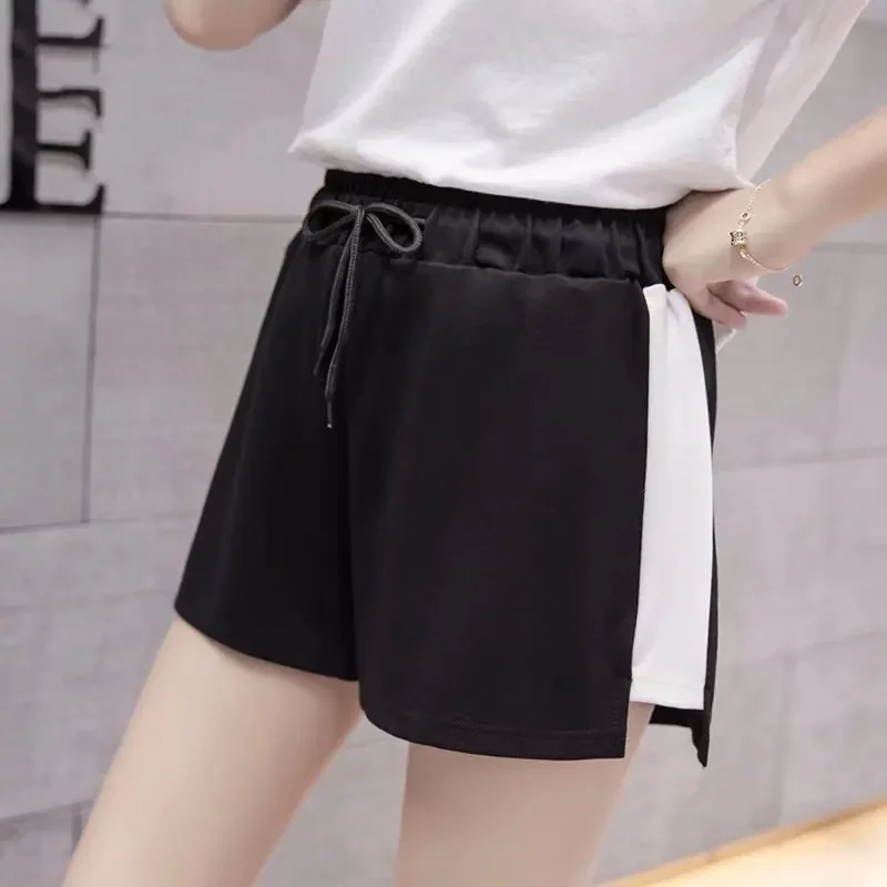 Women Drawstring Sport Shorts Casual Wide Leg Shorts Female High Waist Loose Casual Street Shorts Elastic Waist Women's Clothing