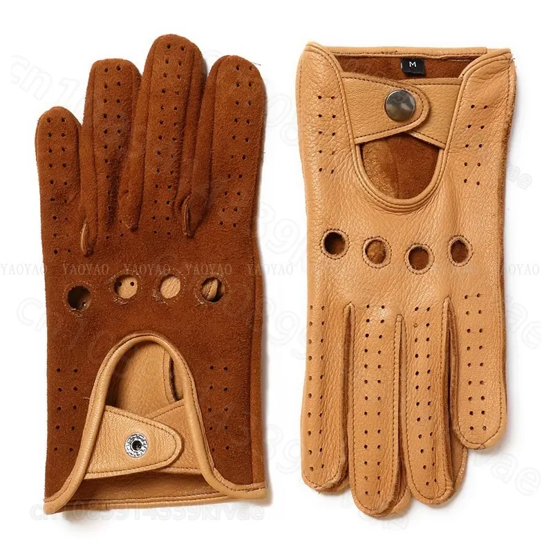 Accessories Male Spring Genuine Leather Glove Men Real Sheeskin Black/Brown Thin Luva Driving Riding Motorcycle Gloves