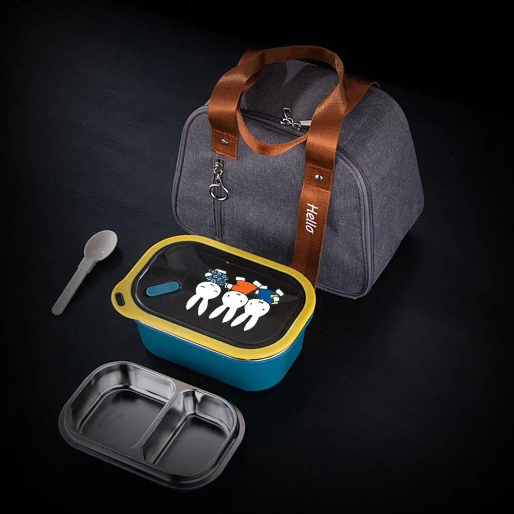 Miffy Rose Red Bento Box With Compartments Rabbit Pattern Stainless Steel Liner Leakproof Food Container With Spoon