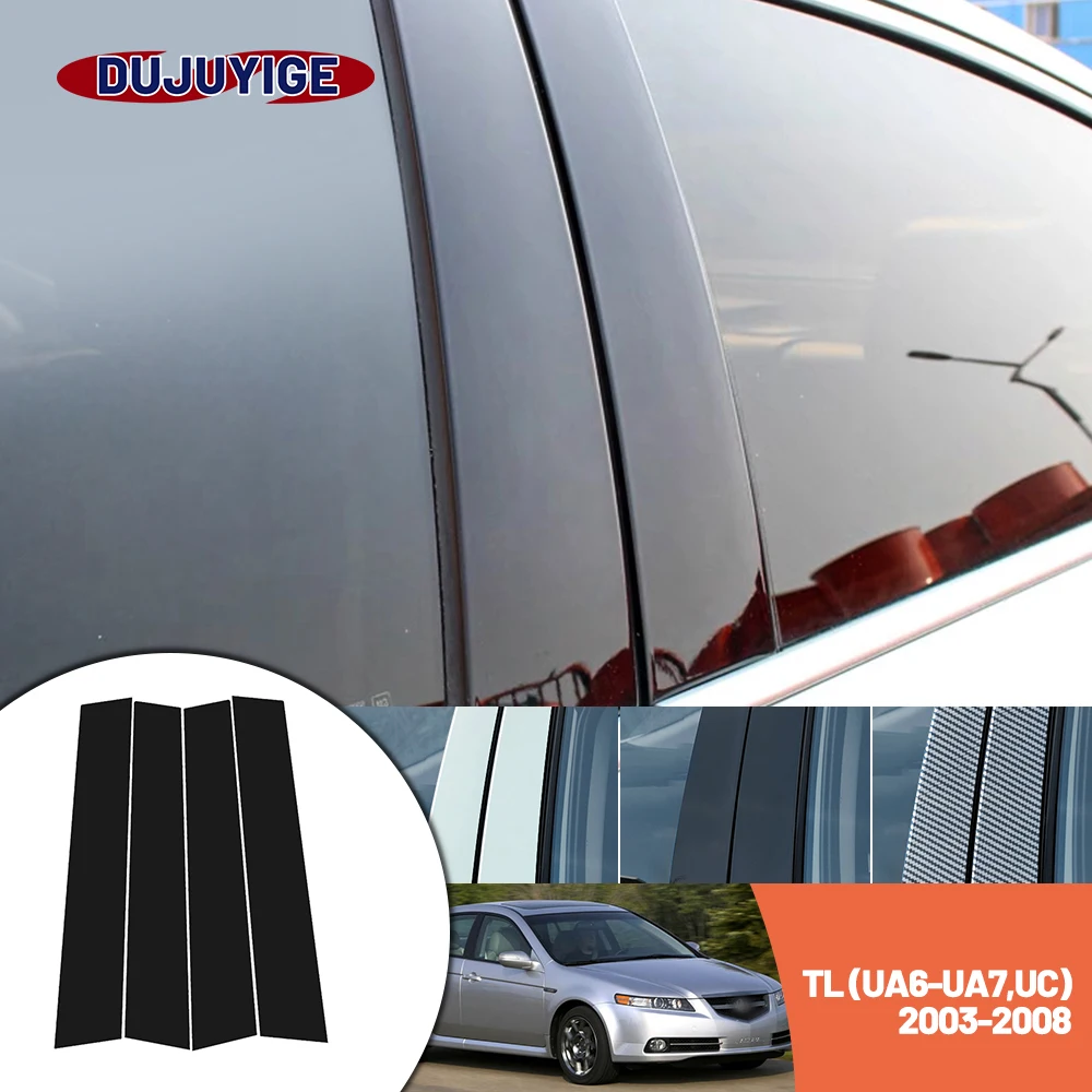 

Bright black carbon fiber door and window B C Pillar sticker suitable For Honda TL UA6-UA7,UC 2003-2008 2004 2005 2006 2007