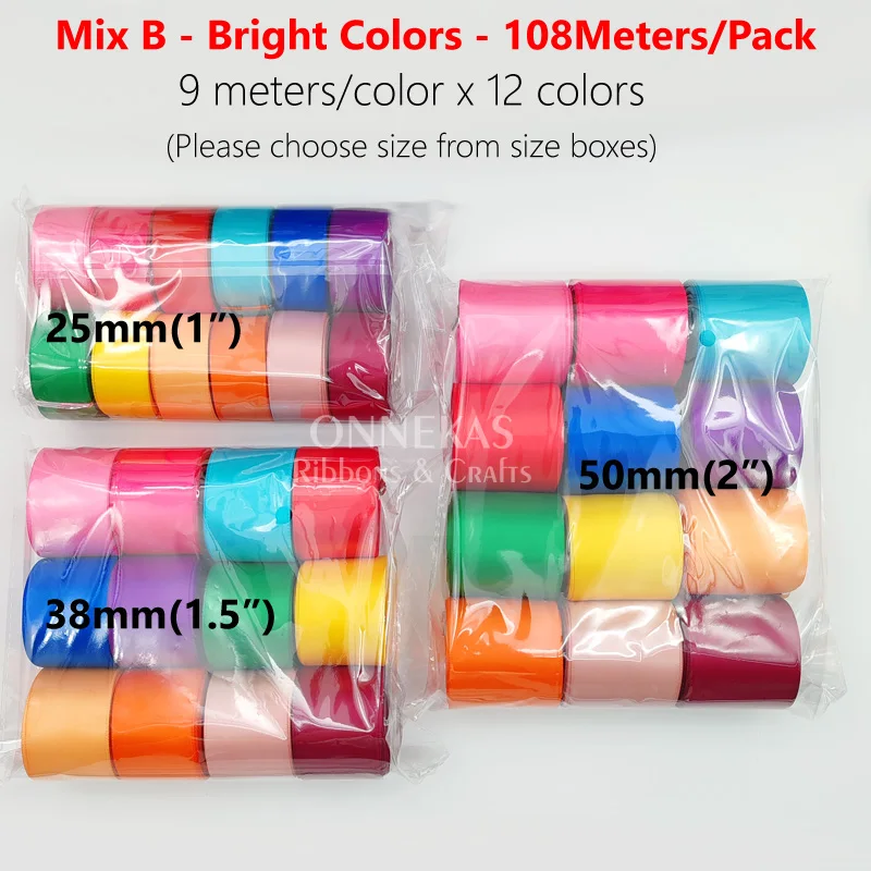 (9Meters) 25/38/50mm Double Sided Satin Ribbon High Quality 100% Polyester Double Face Ribbon Bows Making Ribbon 1\