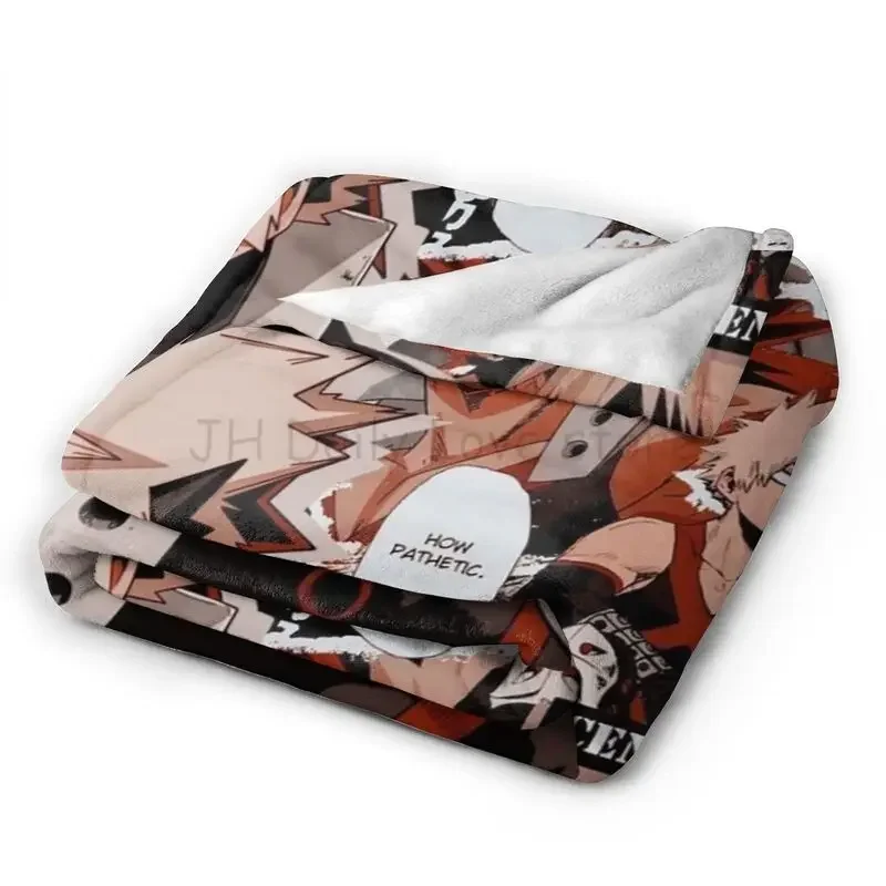Custom Bakugou Katsuki My Hero MHA Academia Anti-Pilling Fleece Blanket Comfortable Microfiber Blankets Soft Cozy Throws All Sea