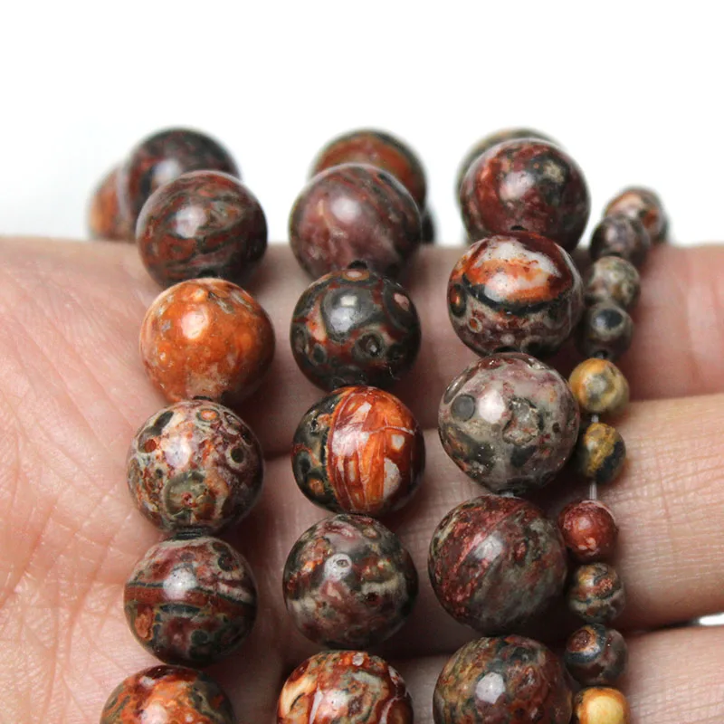 Natural Stone Leopardskin Jasper Round Loose Beads 15\