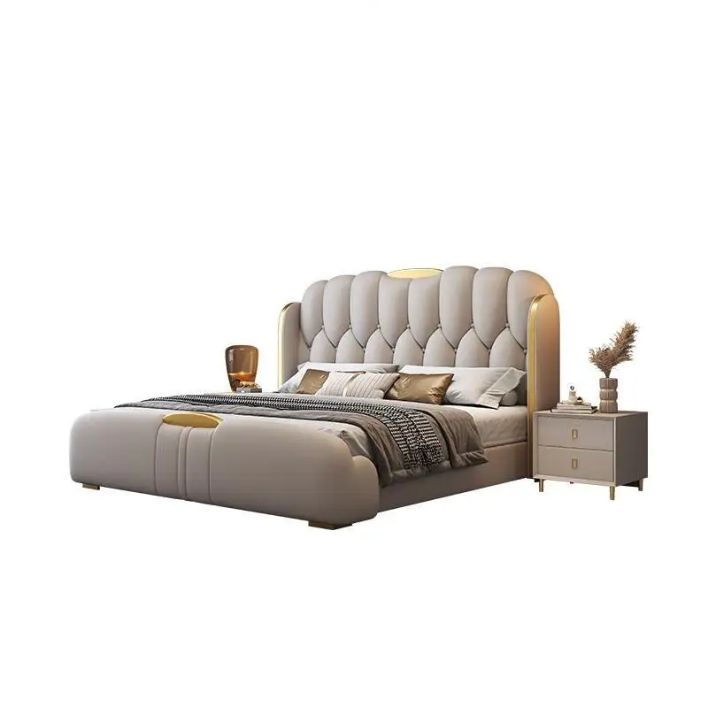 

Leather bed master bedroom Italian light luxury 1.8 meters double bed high-end leather art 1.5 meters soft bag wedding bed stora