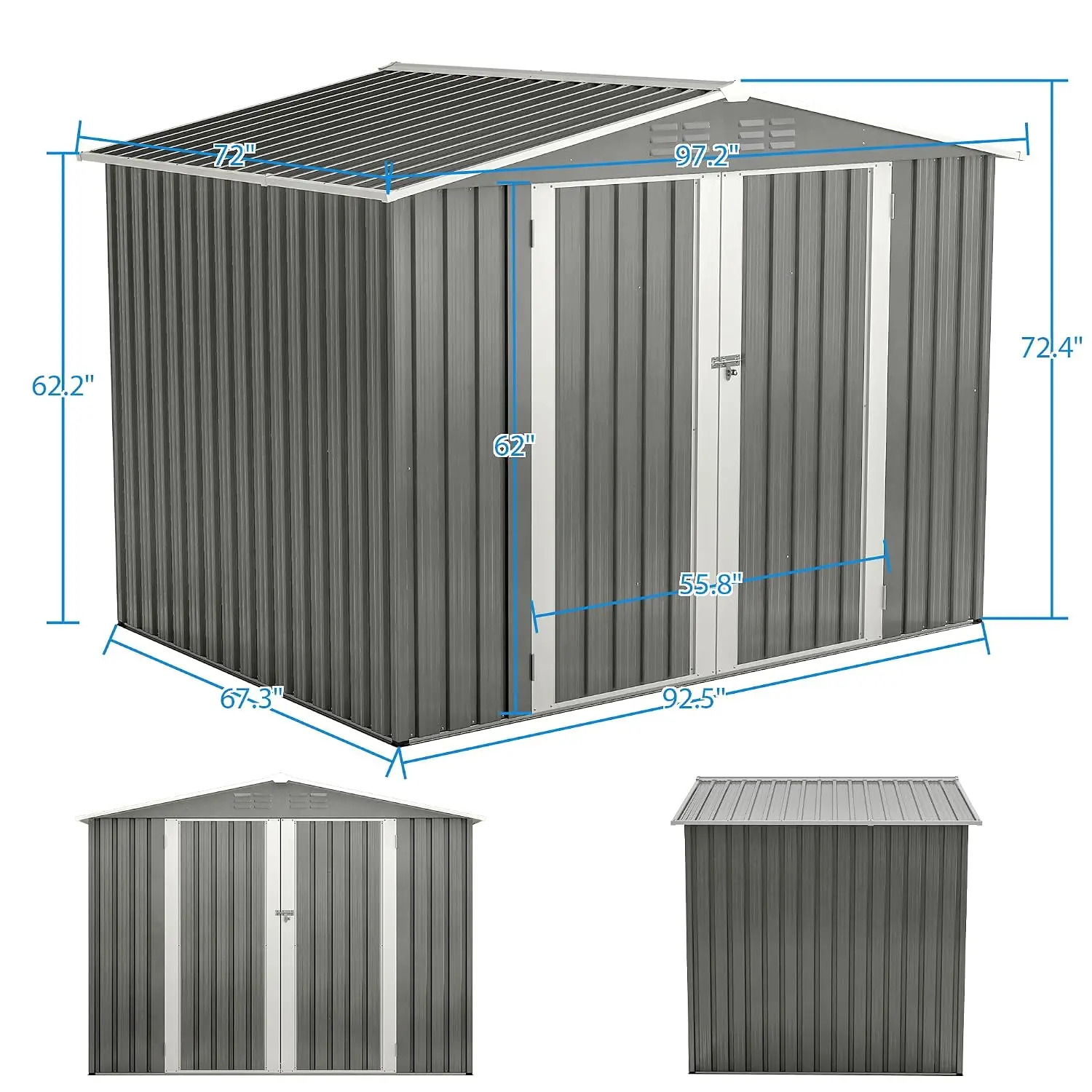 Metal Outdoor Storage Shed, Shed, Tool Shed, 8 6 Ft Galvanized Steel Backyard Storage House with Lockable Door,, Customized