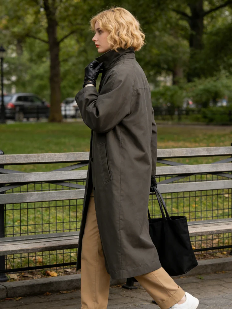 

Повседневные клетчатые двусторонние плащи, женские свободные однобортные куртки в стиле ретро с плюшевым воротником, женские осенние шикарные уличные верхние одежды 2023 г.