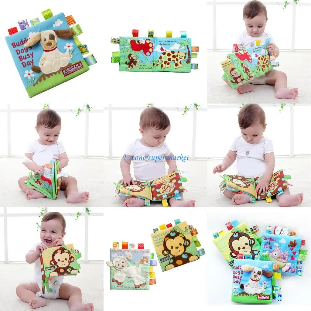 

090B Cloth Books Soft Monkey & Sheep Owl & Dog Books Fun Interactive Toy Nontoxi