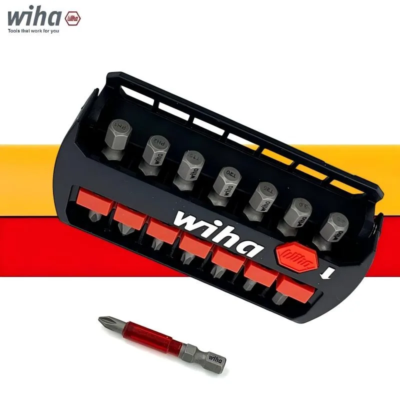 WIHA 91006C 7Pcs 49mm Magnetic Impact Bit Set Phillips Torx Hex Screwdriver Bits With Storage Case Auto Repair Tool