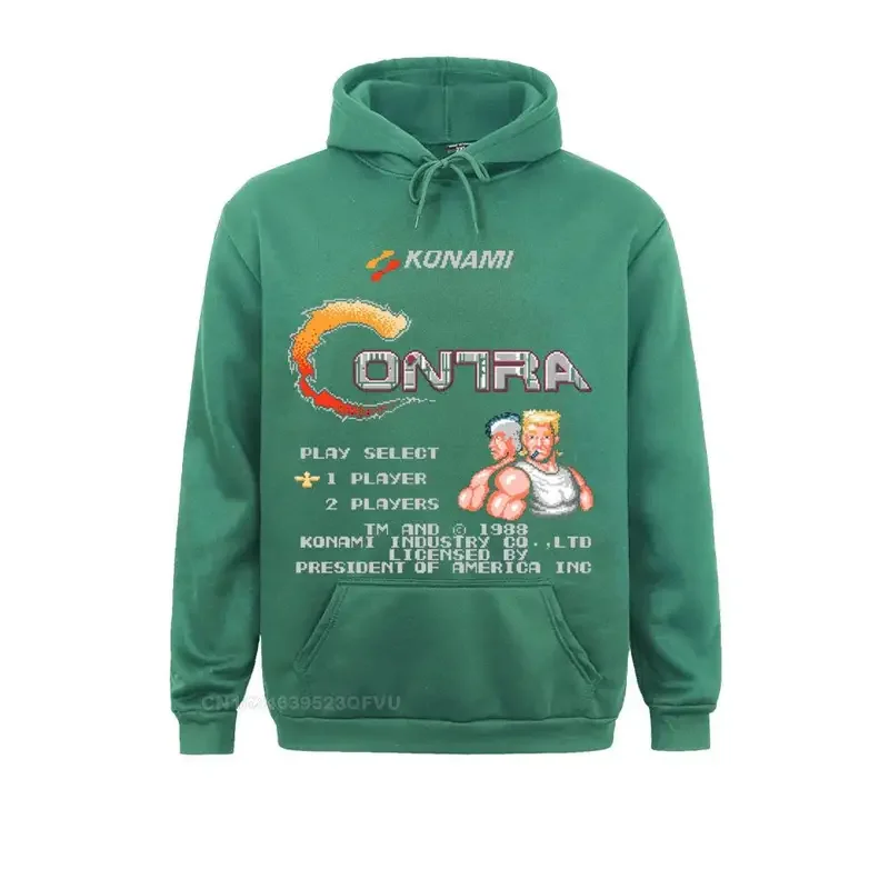 Contra Nes Retro Video Game Men's Sweater Novelty Pullover Hoodie Round Neck Hoodie Pure Cotton Birthday Gift Clothing