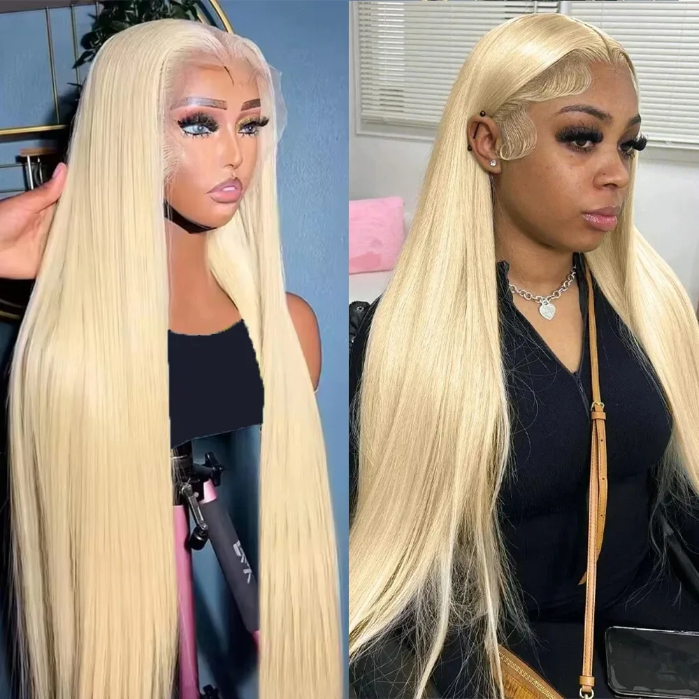 

40-дюймовый парик из натуральных человеческих волос 613, бразильский, с HD-кружевной передней частью 13x6, прямой, натуральный цвет медово-русый, плотность 200%