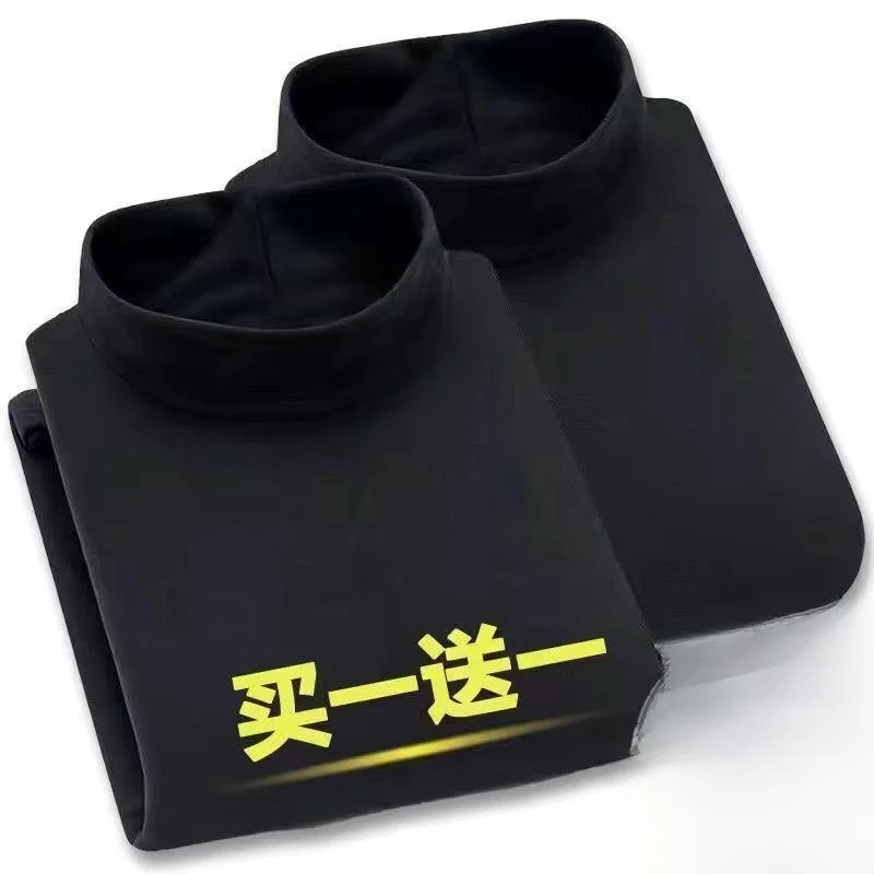 Herren Winter Fce Lined f High Collar Long Sve T-Shirt Mid Ne Base Irt Doppelseitiger deutscher Samt Selbsterwärmende Un...