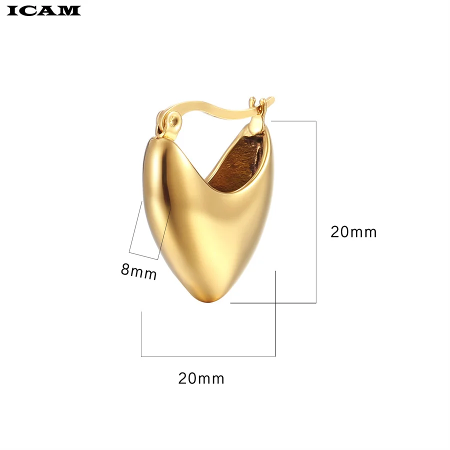 ICAM Shine Gold Color Women Earrings Fashion Smooth Hoop Earrings for Women Engagement Wedding Jewelry Gift