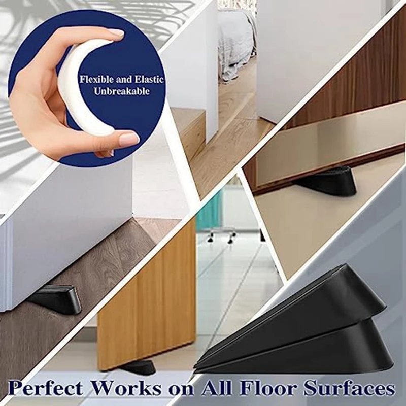 Quiet/Shock Absorbent Door Knob Wall Protector Works On All Floor Doorstops, With Adhesive