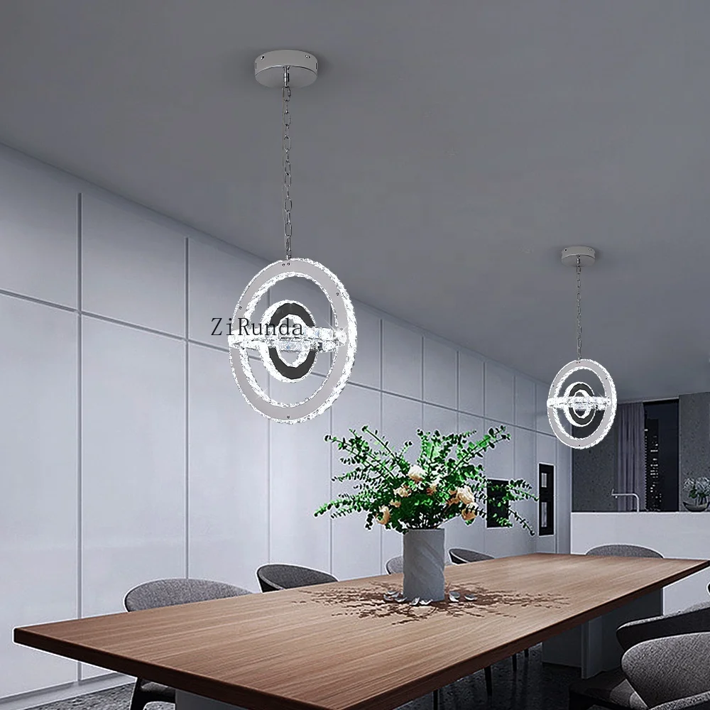 Lustre redondo de cristal K9 de aço inoxidável com diodo emissor de luz