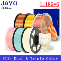JAYO 3D Printer Filament Silk PLA +/SIlk Dual & Triple Color 1.75MM 6 Rolls PLA 3D Filament Neatly Wound 3D Printing Material