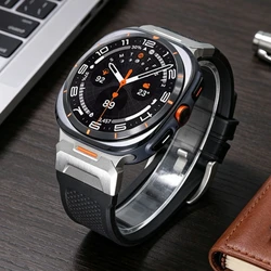 Rubber Strap Men Band for Samsung Galaxy Watch Ultra 2025/2024 47mm Silicone No Gaps Bracelet Stainless Steel Quick Fit Correa