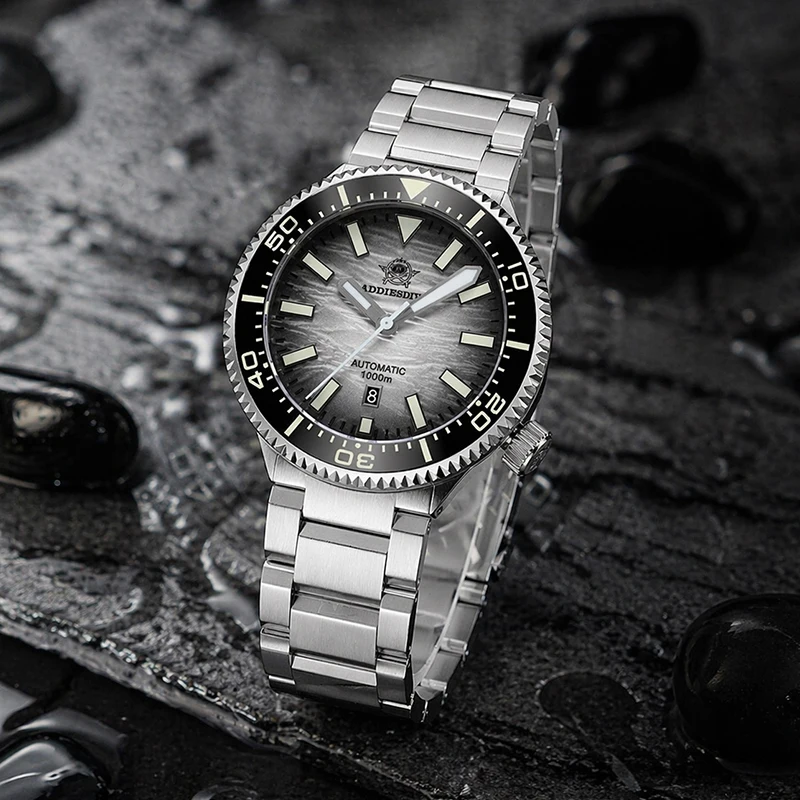 ADDIESDIVE Men Dive Watch 1000M Waterproof 46mm Automatic 8215 Sapphire Crystal Ceramic Bezel BGW9 Luminous Steel Bracelet