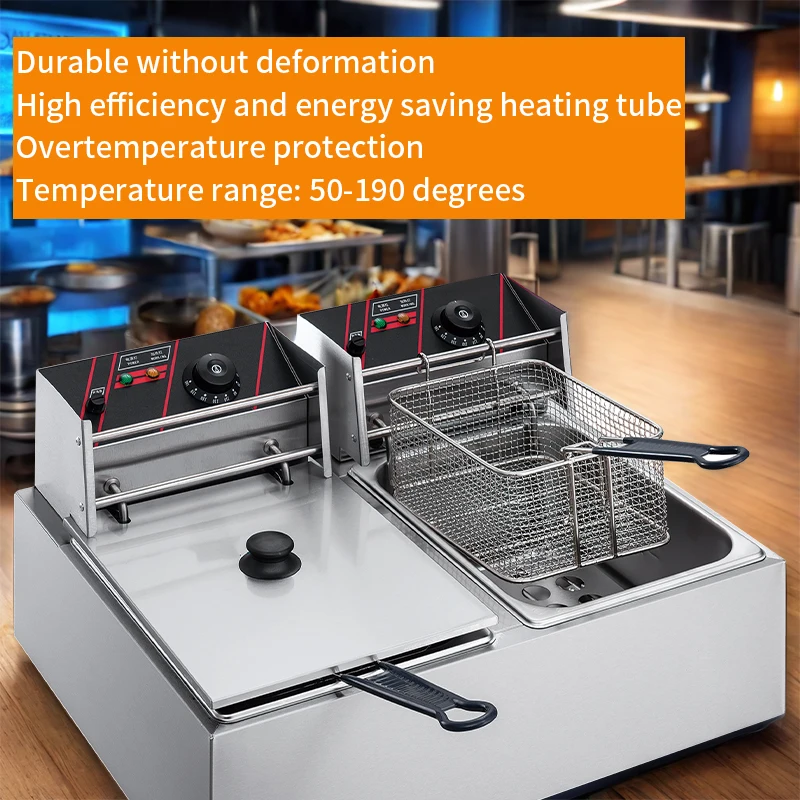 商業新オイルフライヤー電気フライヤーダブルオイルパンチキンフライヤー 2500 ワット多機能フライドポテト