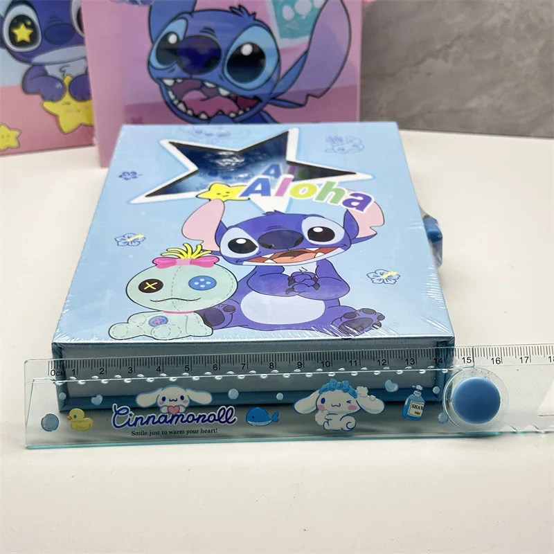 New Disney Stitch Hollow Hard Box Lock Set Interstellar Baby Notebook Combination Children\'S Fun Notebook 4 Random