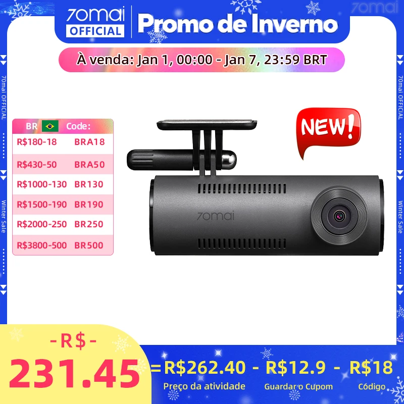 70mai Dash Cam M310 Câmera de carro 1296P Visão noturna 70mai M300 Gravador DVR de carro 24H Modo de estacionamento WIFI e controle por voz por aplicativo