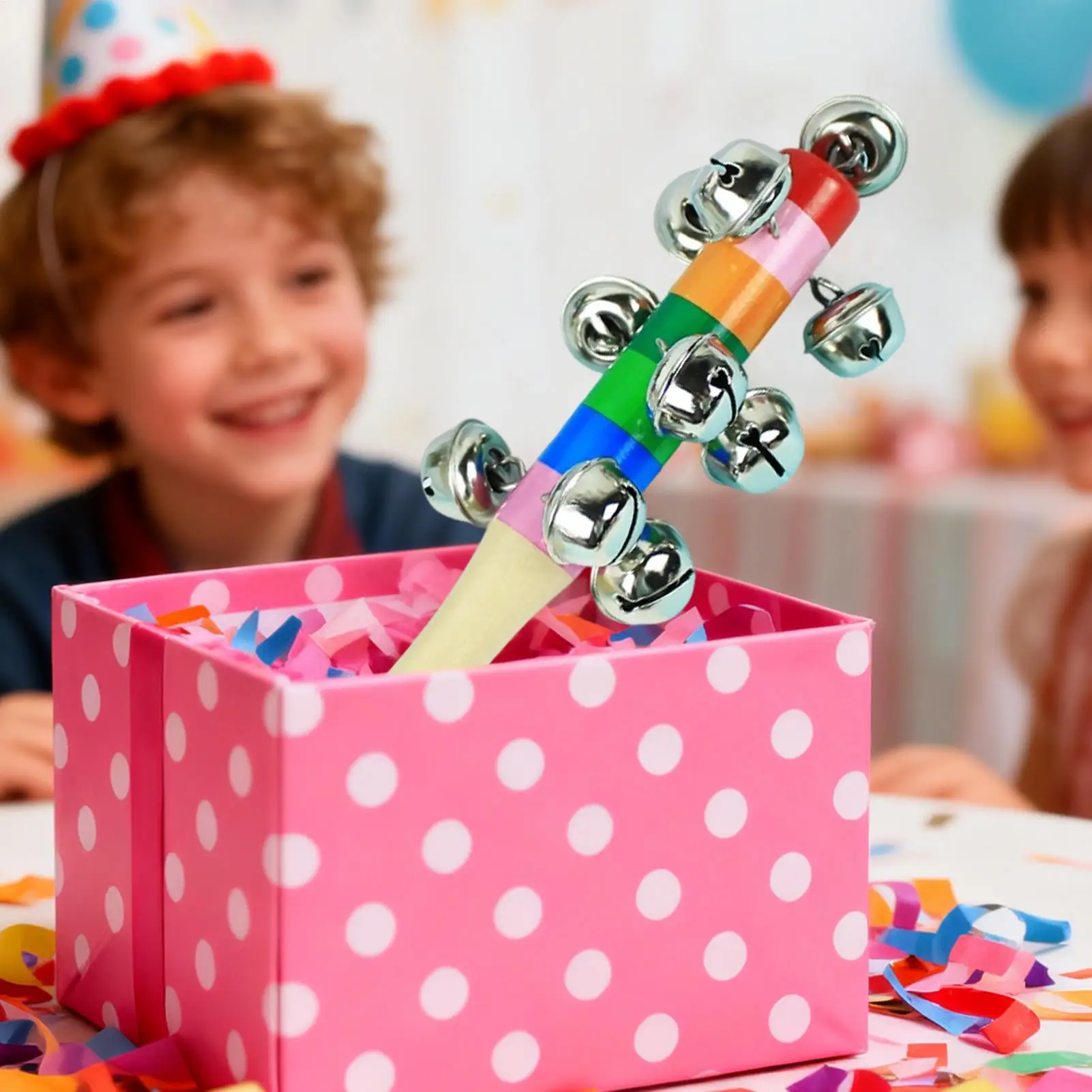 Campanas de mano con mango de madera para niños, instrumentos musicales, juguete de Aprendizaje Temprano de Color arcoíris para niños pequeños, regalo de fiesta de guardería preescolar
