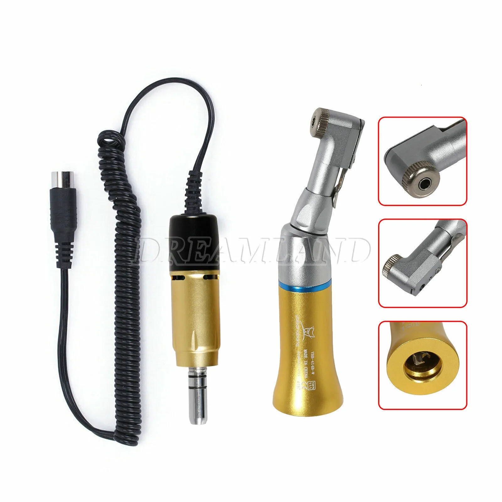 

Dental Marathon Electric Micro Motor E Type handpiece 35000rpm/Slow Low Speed Contra Angle Handpiece Gold Color Fit Nsk