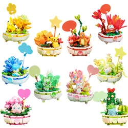 Original Keeppley Pokemon Potted plant style DIY Pikachu Charmander Squirtle Bulbasaur Building Block Anime Doll Kids Toys Gifts