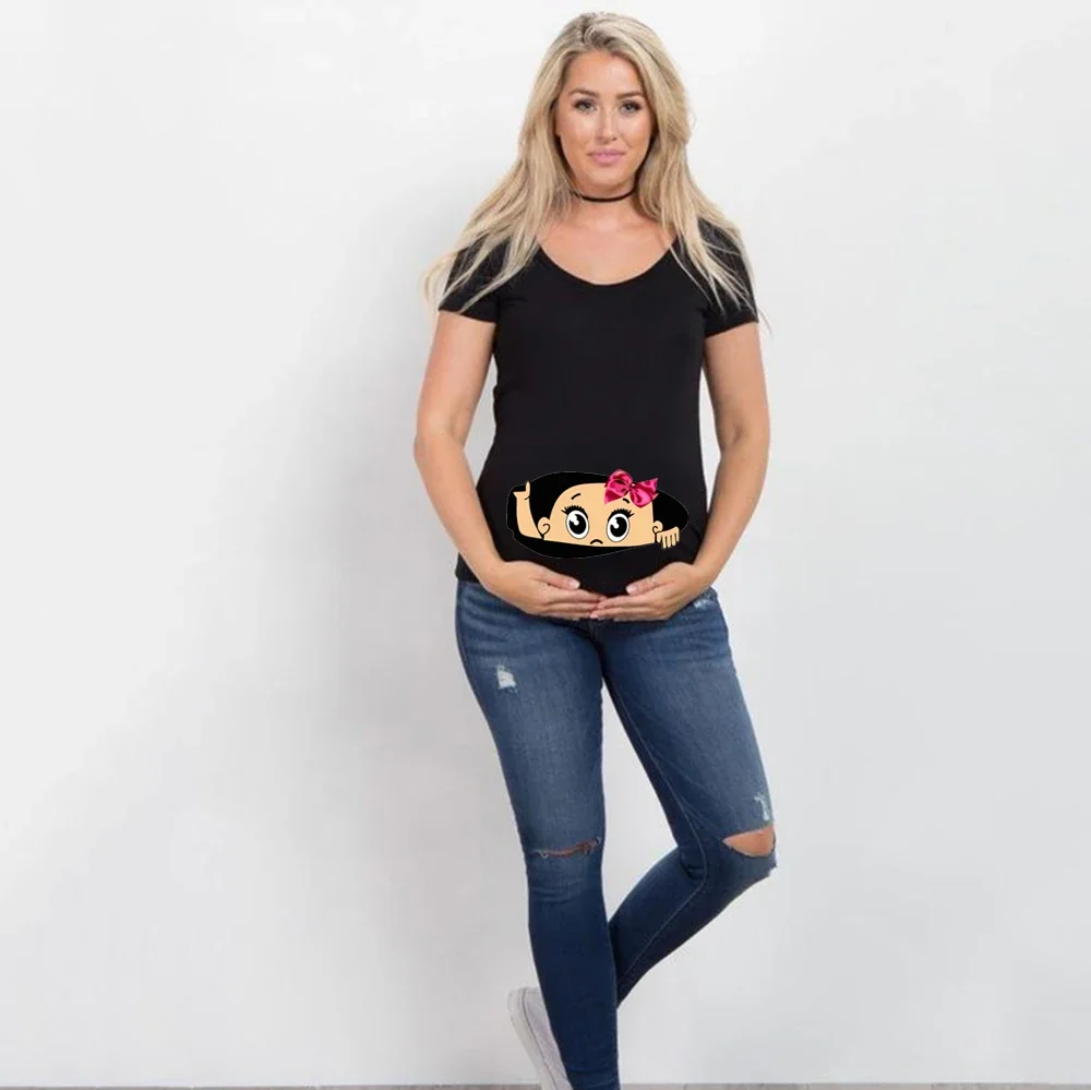 Women Pregnancy T-shirt It's A Girl Baby Print Pregnant Maternity T Shirts Funny Pregnant Women Summer Tees Pregnant Tops