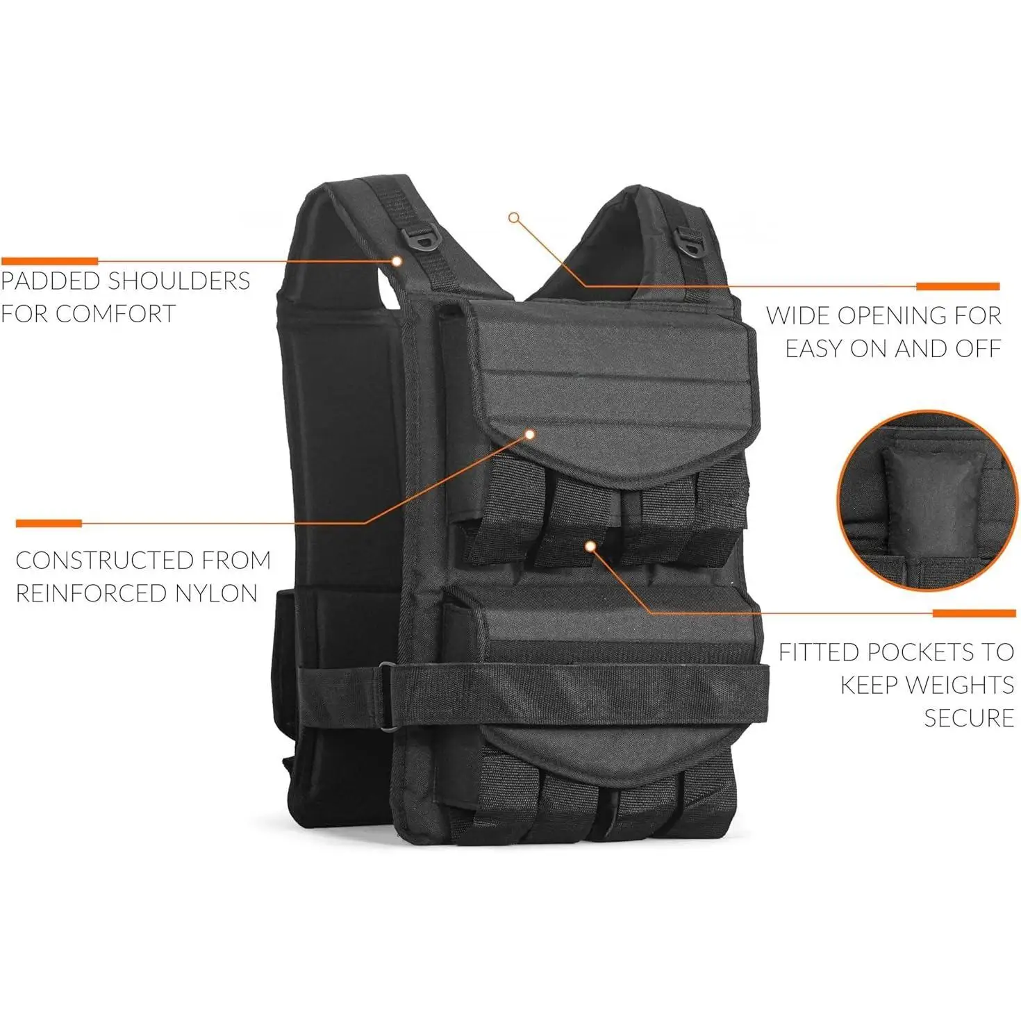 سترة H-Barbell المرجحة القابلة للتعديل سترة خفيفة الوزن، تناسب الجسم دون إحساس بالقيود