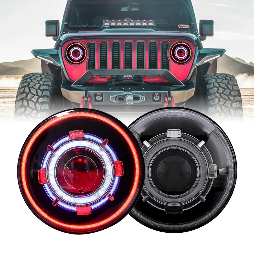 

RGB 7" inch demon eye led projectors/hid starry headlights for jeep off road 12v round 7 inch headlight for hummer h1 h2