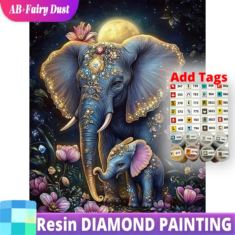 

Смола AB Фея Пыль Слон Алмазная картина Животное DIY Картина Стразы Мозаика Цветок Вышивка крестиком Детский подарок