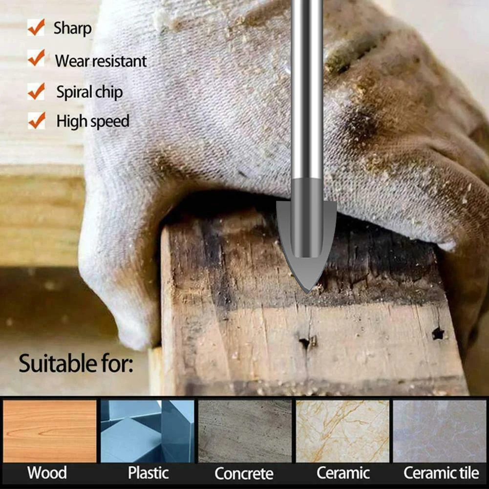 

Carbide Tipped Glass Drill Bit for Ceramic Tile Cutter Power Tool 64 83mm Length Suitable for Various Materials