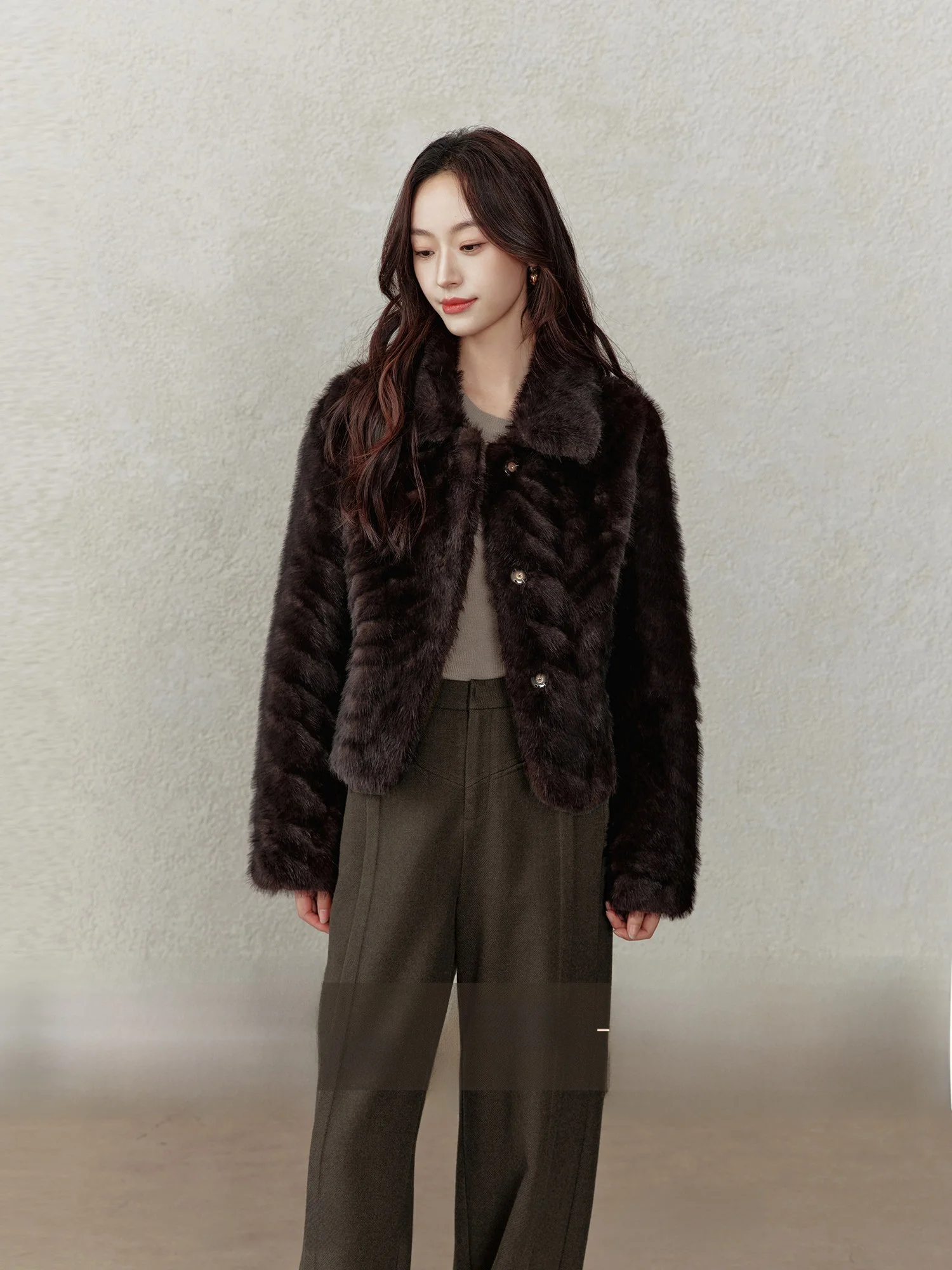 

Ретро-пальто из меха норки с золотистым отливом, американский стиль, женская зимняя верхняя одежда, темный цвет, плюшевая женская куртка