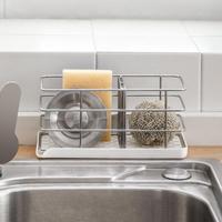 Drying Storage Shelf Freestanding Stainless Steel Sponge Tray Sink Organizer Drain Rack Brush Holder