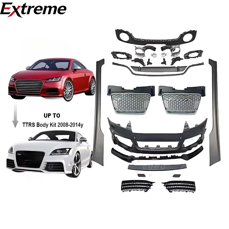 Body Kit for Audi TTS to TTRS Style Body Parts Front Bumper Grille Side Skirts Rear Diffuser Exhaust Muffler Tips 2008-2014year
