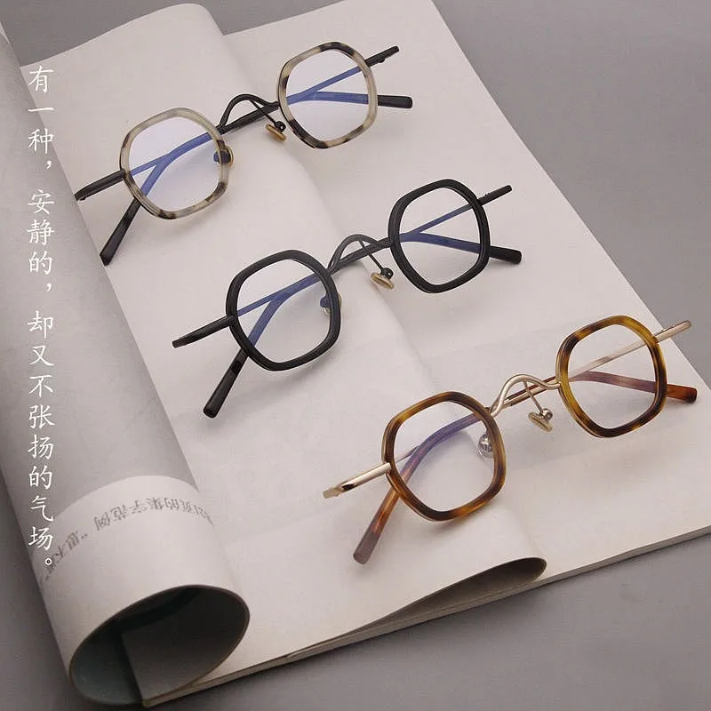 Gafas de acetato de estilo japonés para hombres y mujeres, monturas de gafas graduadas ultraligeras Vintage, gafas ópticas