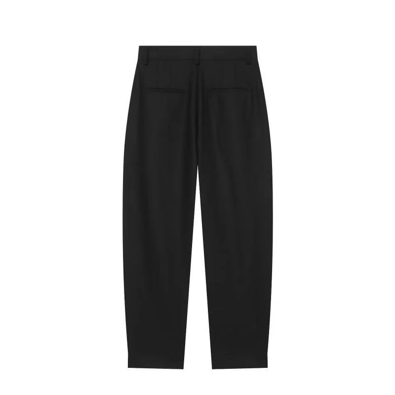 2026 Autumn New Style Women's Black Color Tapered Trousers Pleated Strap‑Detail Designer Style Lady Versatile Commuting Pants