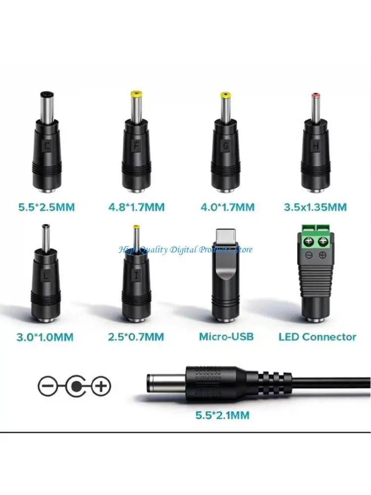 

U2JE USB to DC5.5mm 5V/9V/12V Charging Cable 8 Adapter Universals Compatibility