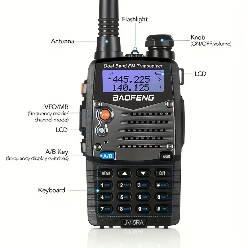 1pc BAOFENG UV-5RA PLUS Radio, 5W Power Dual Band Two Way Radio, Long Range Handheld Portable Baofeng Walkies Talkies