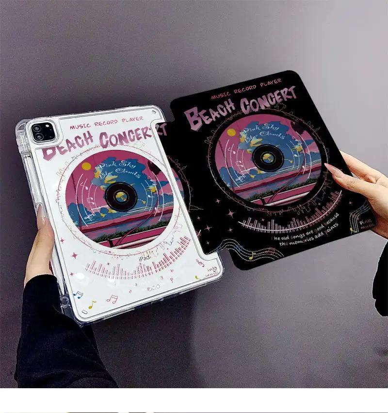 

Корейский стильный чехол с дизайном виниловой пластинки для iPad Pro Air 13 11 M5 M4 M3 M2 2 1 11th A16 12.9" 10 9 8 7 6 5 Th Mini 7 6 5 4