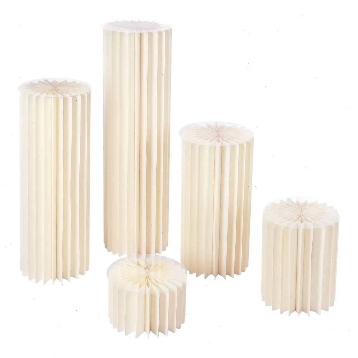 Paper Flower Stand, Cardboard Flower Stand for Wedding, Set of 5 Height Sizes 20/40/60/80/100cm, Decorative Display Stand