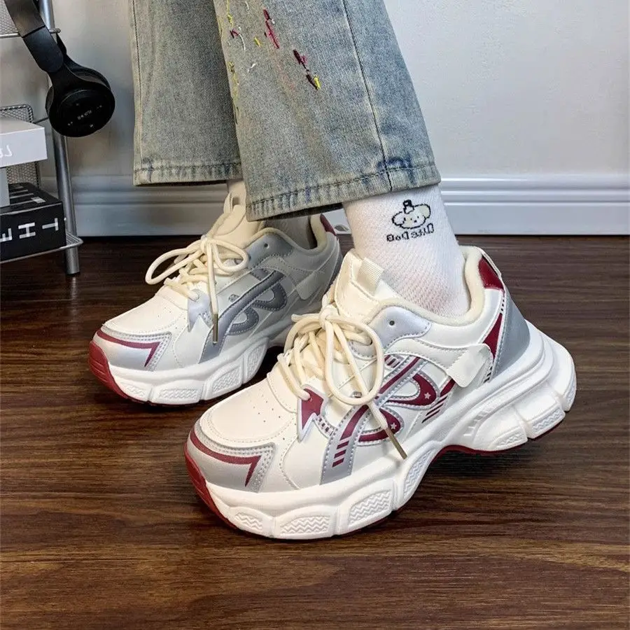 Winter Essential Furry Lined Chunky Sole Sneakers Vintage Americana Women's Winter Thick Bottom Height Boost Sportswear Shoes