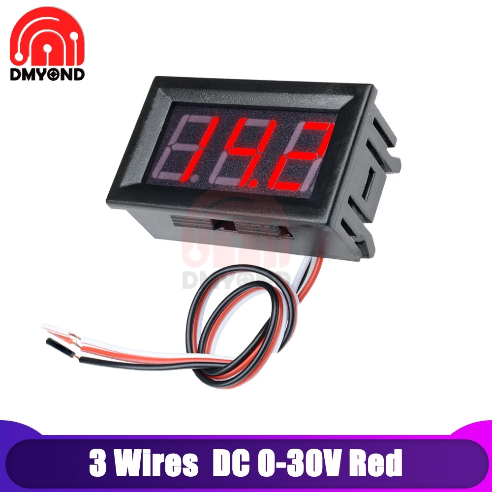 0.56 Inch DC LED Digital Voltmeter 0-100V Voltage 3 Wires Digital Ammeter Voltmeter Volt Panel Tester Meter For Motorcycle Car