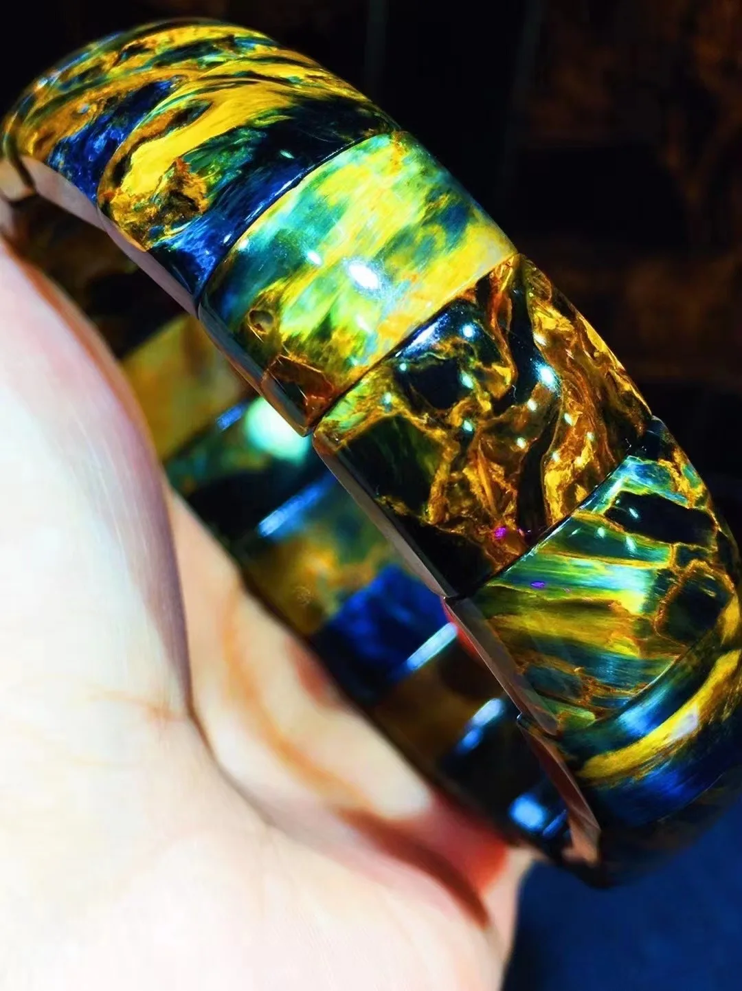 

Natural Blue Pietersite Bracelet Rectangle Beads Chatoyant 15x12.4x7.3mm Cat Eye Fire Namibia Pietersite Stone Jewelry AAAAA