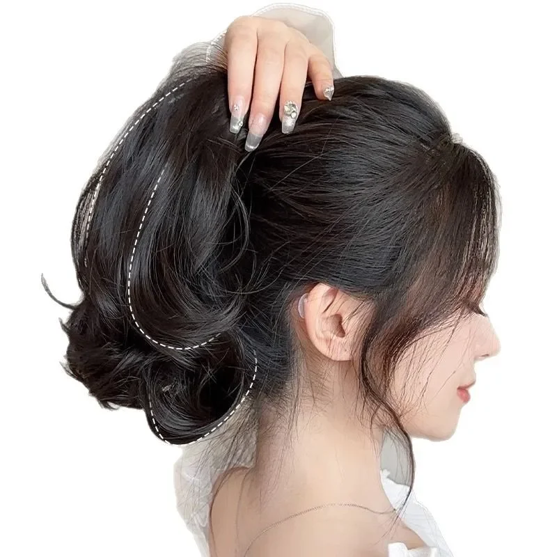 باروكة شعر صناعية للنساء، مشبك ذيل حصان منخفض، خفيف الوزن بدون سحب، جو كوري، ذيل مزيف من الألياف الآسيوية، ذيل حصان