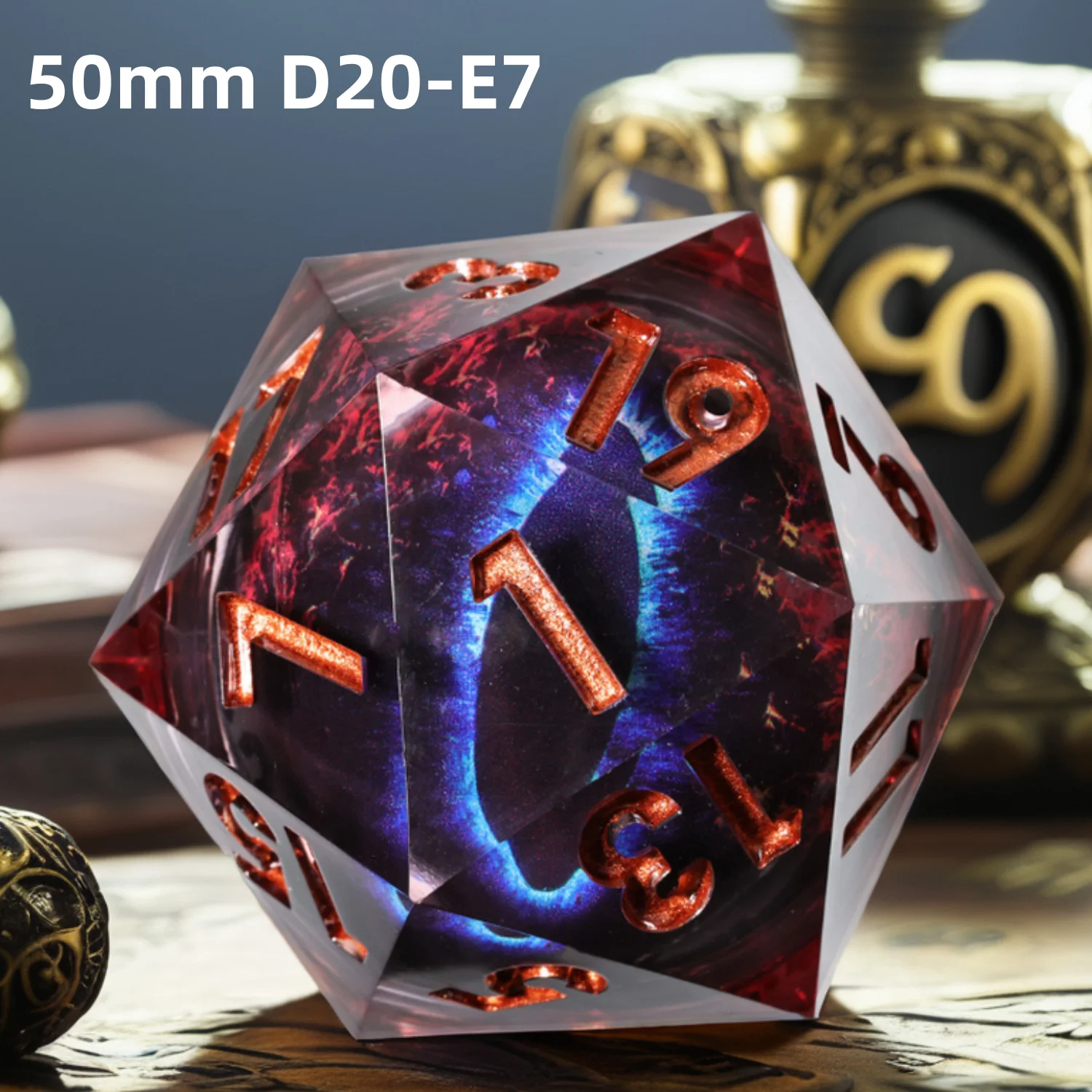 MINI PLANET 50mm D20 Dragon Eye Dice DND D20 Dice With Sharp Edges For TRPG Polyhedral Resin 20 Sided Large Dice Desktop Game