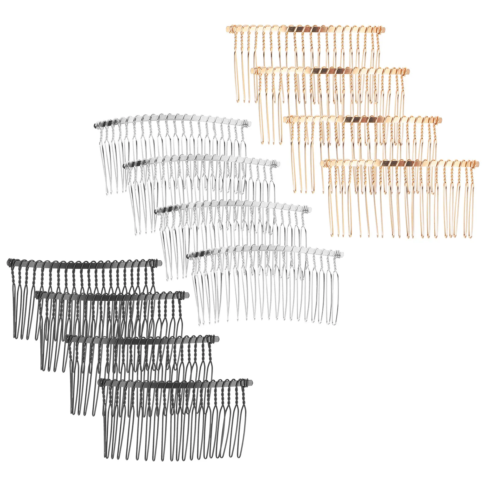 12Pcs 20-Teeth Premium Metal Hair Combs Bridal Slide Clips Rust Resistant Smooth Finish for Wedding Party Prom Evening Styling